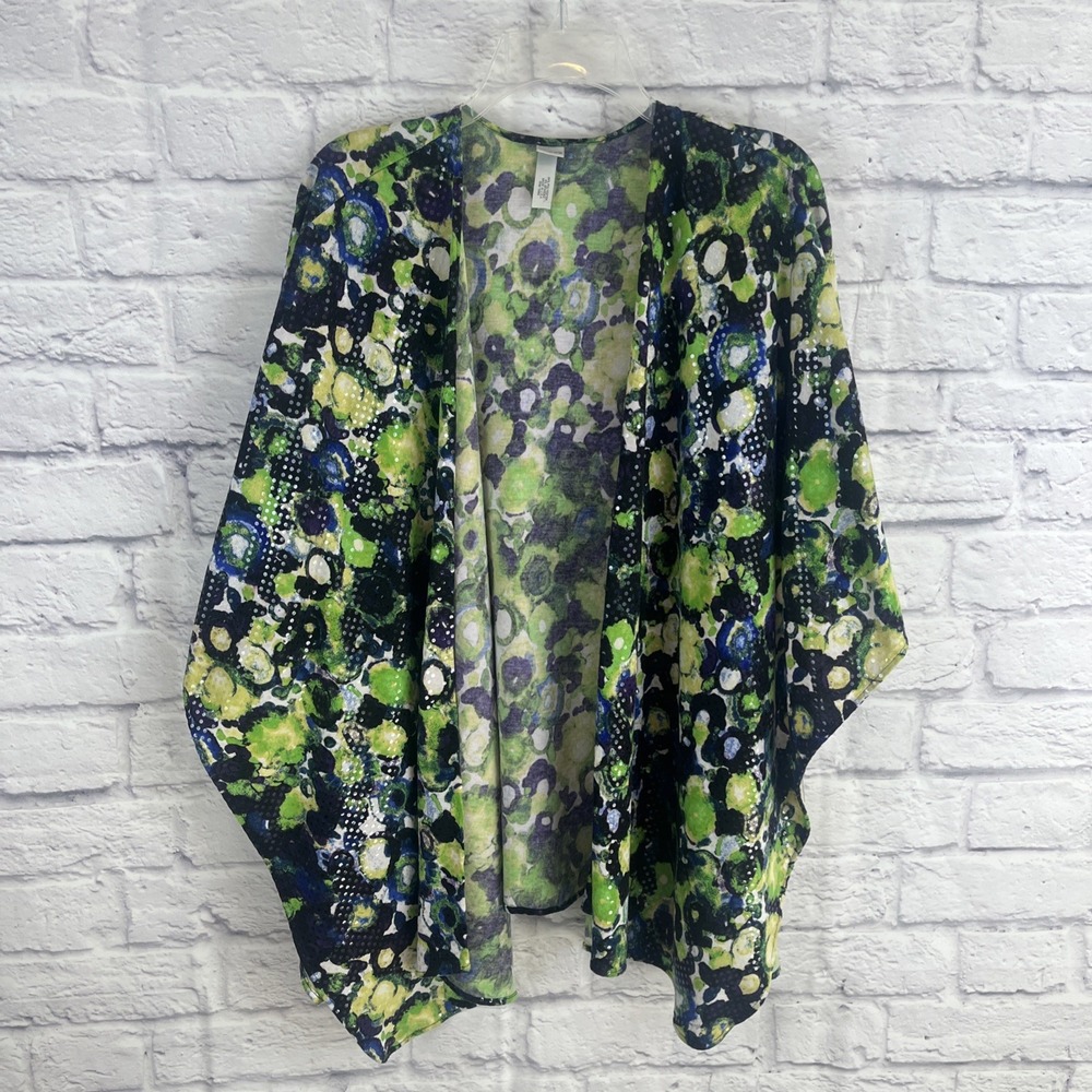 Chico's Colorful Boho Chic Earthy Elegant Sequin Wrap Shawl One Size